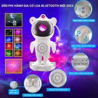 Đèn phi hành gia có loa bluetooth chiếu sao mây trăng đèn ngủ phi hành gia để bàn đèn led trang trí