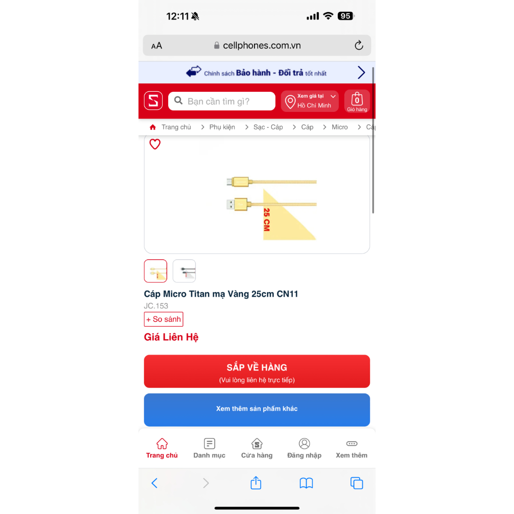 Cáp Sạc Micro 25cm Dây Dù Hãng DHK Titan CN12 Dùng Để Sạc Pin Dự Phòng, Tai Nghe, Điện Thoại