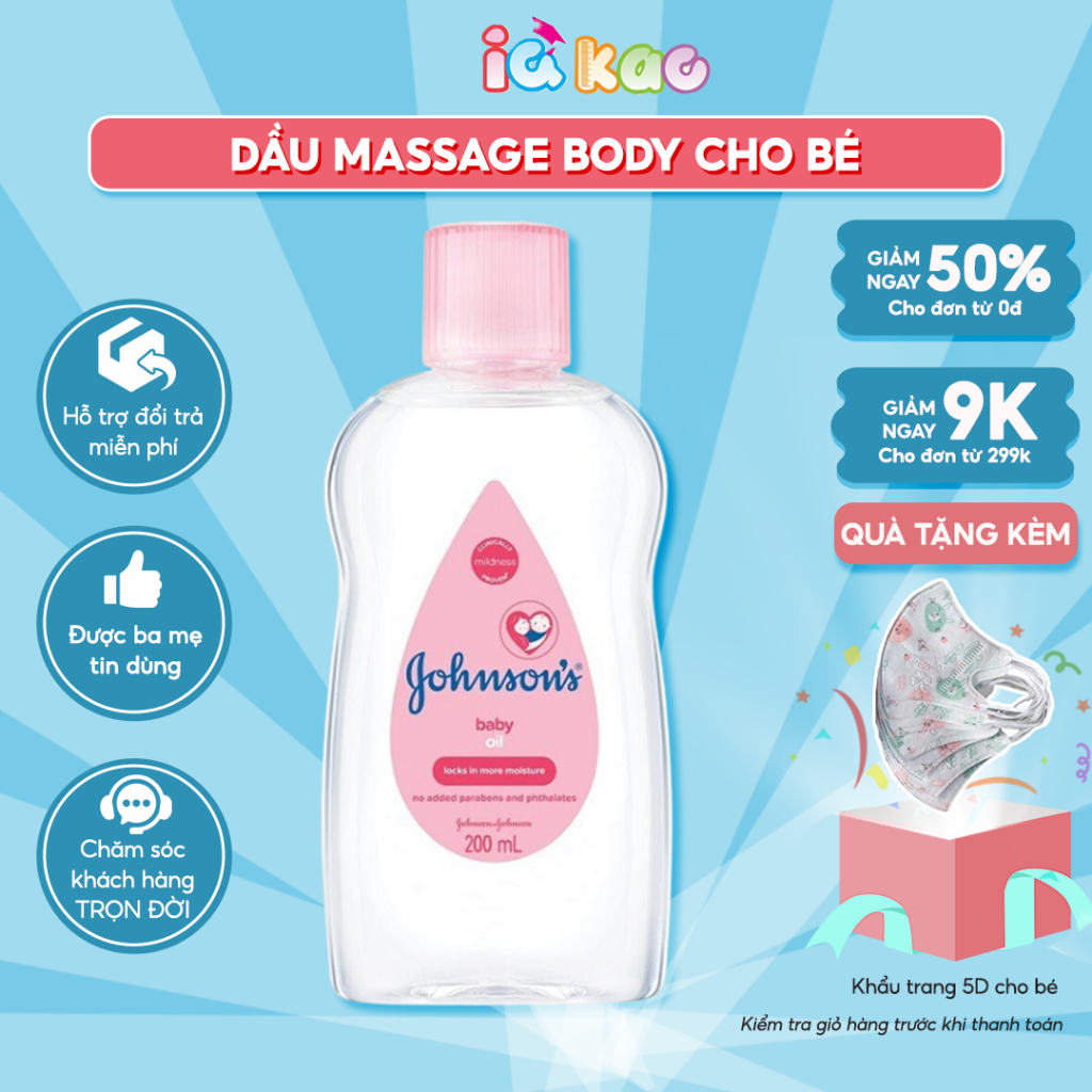 Dầu mát-xa và dưỡng ẩm Johnson's Baby Oil công thức dịu nhẹ, duy trì chức năng bảo vệ da mềm mượt