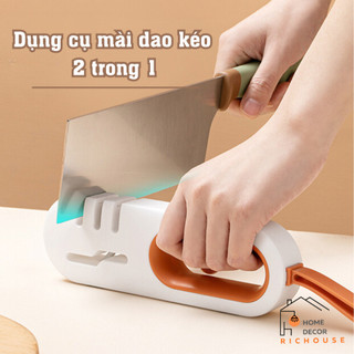 Dụng cụ mài dao, mài kéo 4 lưỡi mài cầm tay, mài dao nhanh bén siêu tiện lợi nhà bếp có dây treo