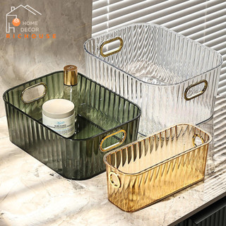Khay Nhựa Trong Suốt Đựng Mỹ Phẩm Có Tay Cầm - Giỏ Đựng Đồ Bề Bàn, Dụng Cụ Trang Điểm Đa Năng
