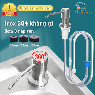 Vòi bơm dẫn nước rửa chén, xà phòng chất liệu inox 304 lắp bồn rửa bát xoay 360 độ
