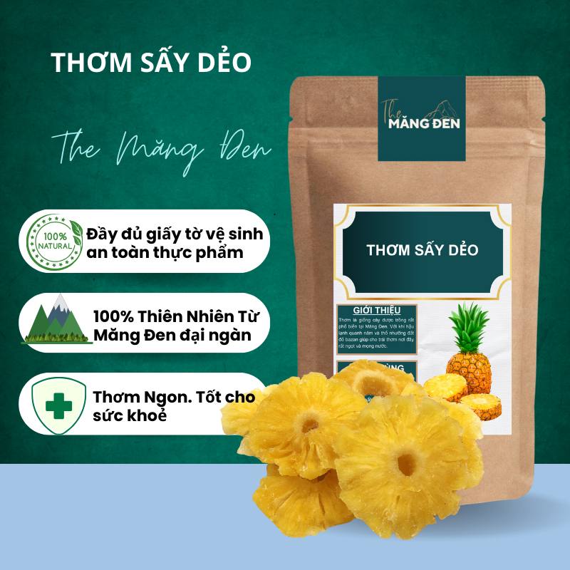 Thơm Sấy Dẻo Nguyên Chất Ít Đường Đặc Sản Măng Đen Kon Tum 100g