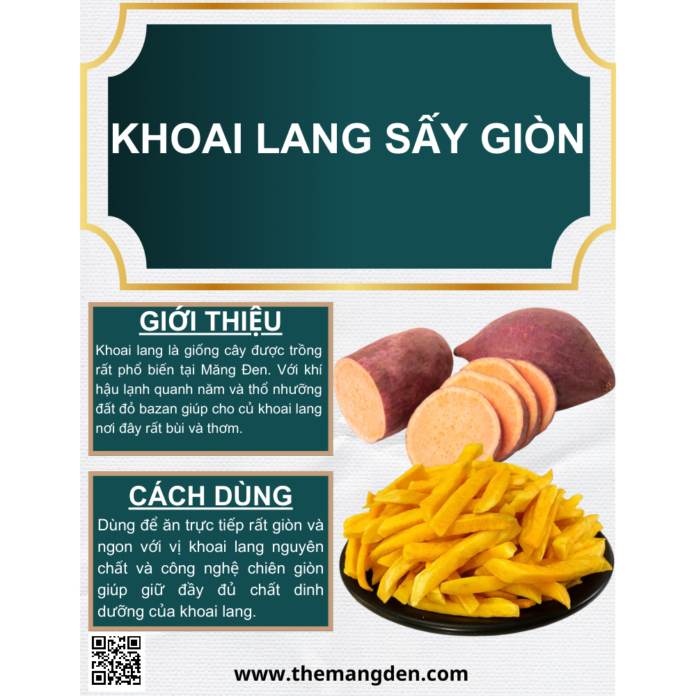 Khoai Lang Vàng Sấy Giòn Nguyên Thanh Đặc Sản Măng Đen Kon Tum 100g