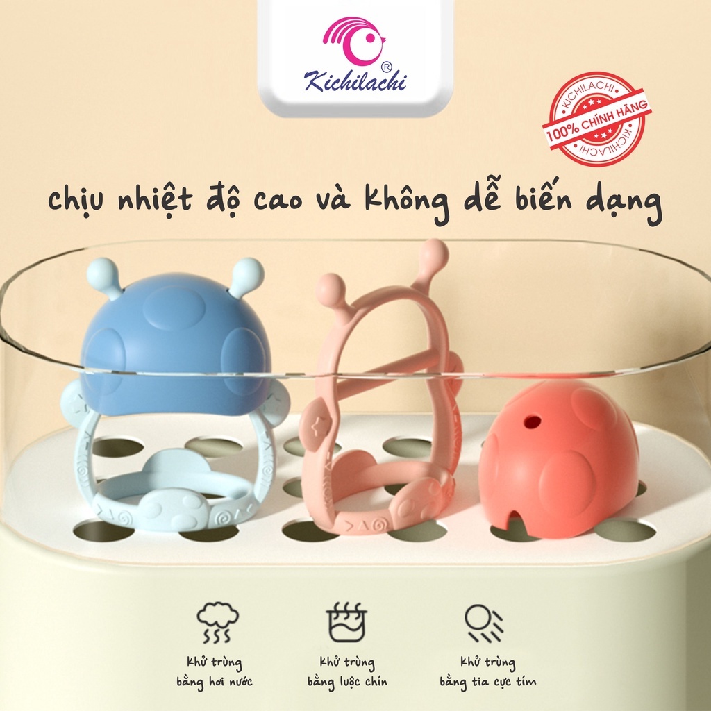 Gặm Nướu Cho Bé Silicon Hình Nấm Kichilachi Kèm Hộp Đựng MINIBOO An Toàn Cho Bé