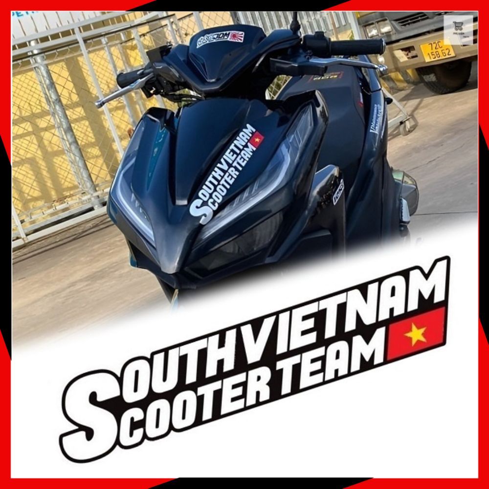 Hình dán xe, miếng tem dán xe chữ south vietnam scooter team  chất liệu decal PVC chống nước - anchi printing