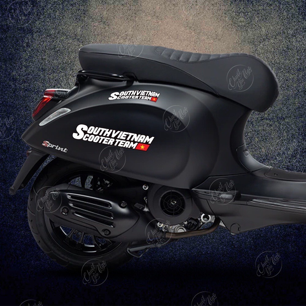 Hình dán xe, miếng tem dán xe chữ south vietnam scooter team  chất liệu decal PVC chống nước - anchi printing