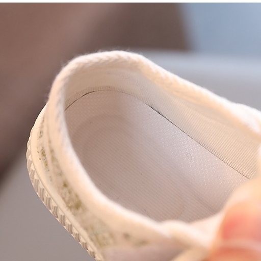 Giày thể thao bata cho bé trai bé gái dáng lười quai dán ngang thời trang và họa tiết gấu đáng yêu chất dạ