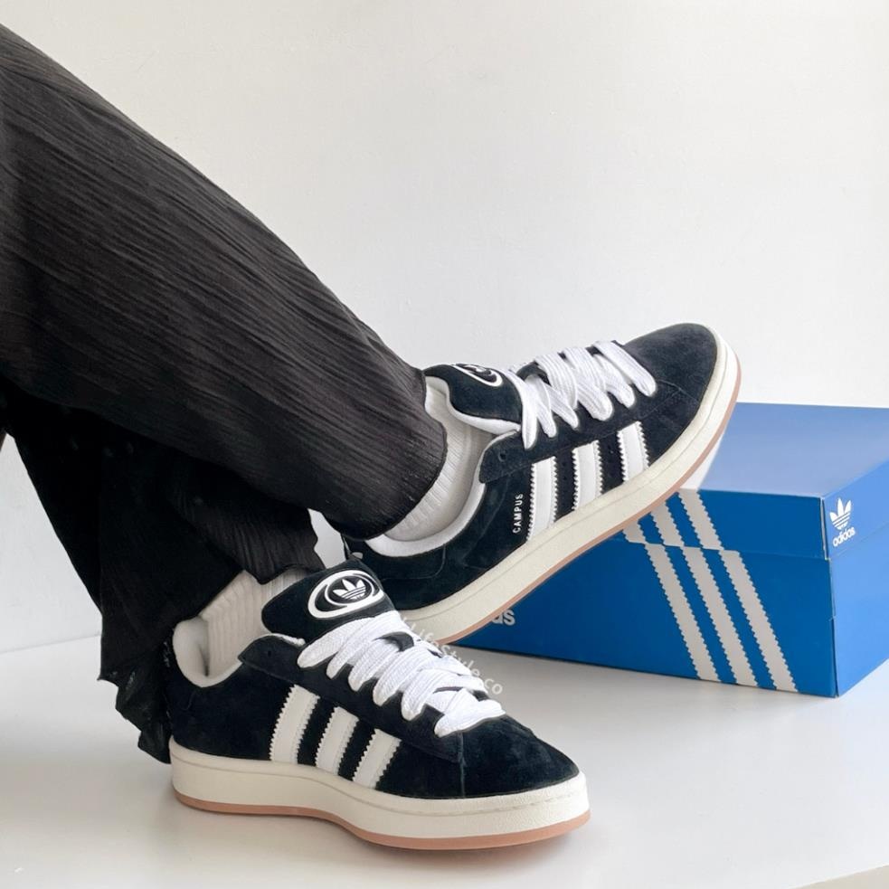 Giày sneaker Adidas Campus 00's Black White Gum, Giày thể thao 3 sọc campus nỉ da lộn bản chuẩn
