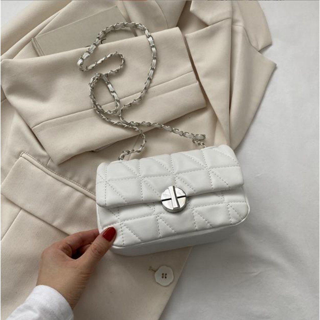 Túi xách nữ đeo chéo thời trang đeo vai giá rẻ thiết kế khoá tròn trắng xoay Thanhthushop68 815