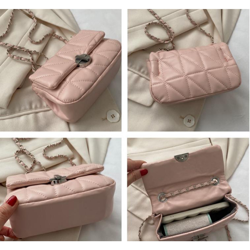 Túi xách nữ đeo chéo thời trang đeo vai giá rẻ thiết kế khoá tròn trắng xoay Thanhthushop68 815