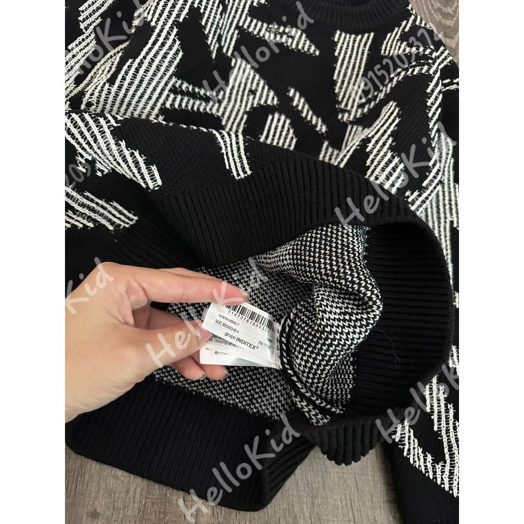 Áo len hoạ tiết zxr đen vằn cho bé