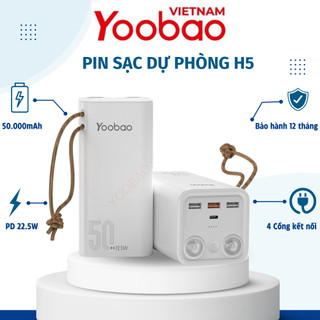 [CHÍNH HÃNG-BH 12 THÁNG] Pin sạc dự phòng Yoobao H5 50000mAh - Tích hợp đèn pin siêu sáng - Sạc nhanh cho đt, laptop,...
