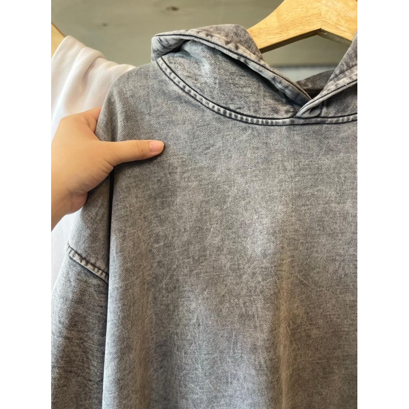 Áo Khoác HOODIE Wash Xám chất chân cua cotton, 350gsm Dày Dặn tiêu chuẩn local brand