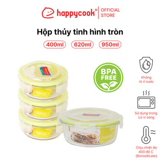 Hộp thủy tinh hình tròn 400ml, 620ml, 950ml, HAPPYCOOK