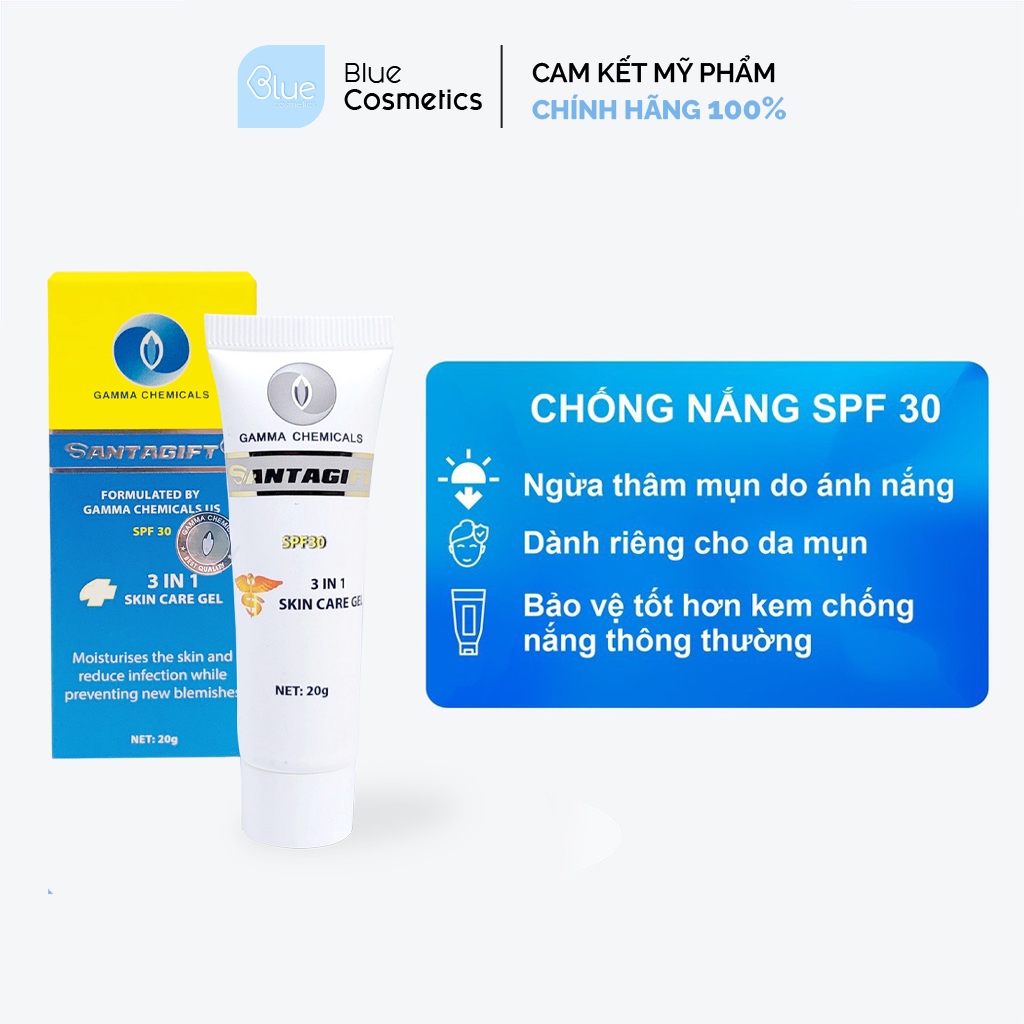 Combo Sữa Rửa Mặt và Kem Mụn SANTAGIFT 80g và 20g