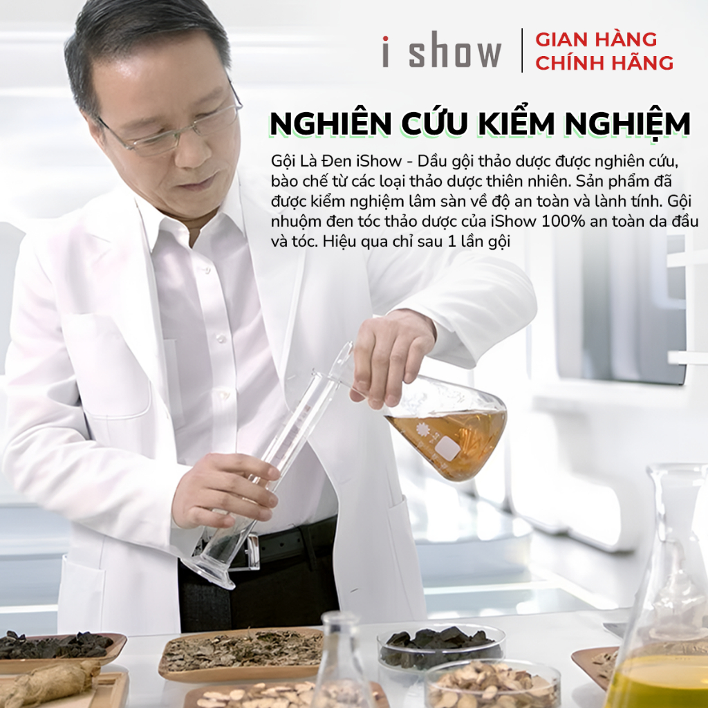 Dầu Gội Phủ Bạc Thảo Dược, Gội Là Đen iShow Cho Mái Tóc Đen Tự Nhiên, Làm Chậm Mọc Tóc Bạc - Combo 2 chai 100ml