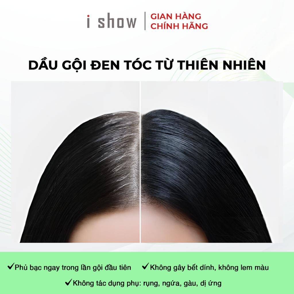 Dầu Gội Phủ Bạc Thảo Dược, Gội Là Đen iShow Cho Mái Tóc Đen Tự Nhiên, Làm Chậm Mọc Tóc Bạc - Combo 2 chai 100ml