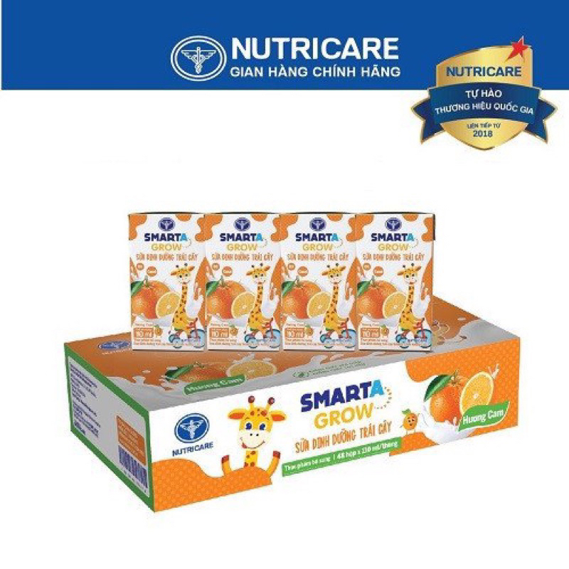 Thùng sữa dinh dưỡng trái câyNutricare Smarta Grow hương cam- có ship hỏa tốc HCM