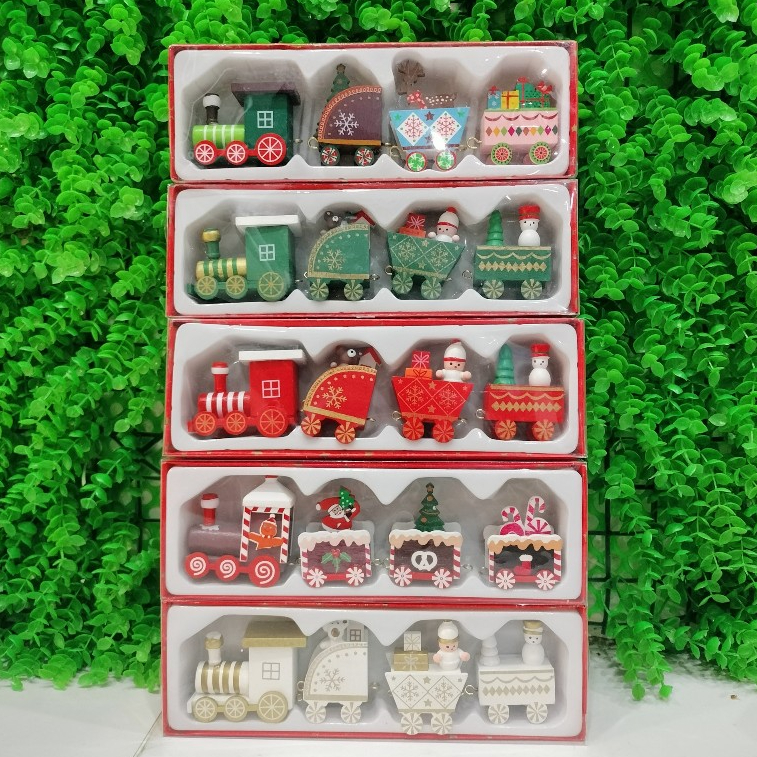 Xe Đồ Chơi Đoàn Tàu Xe Lửa Xe Trang Trí, Món Quà Xinh Phiên Bản Giáng Sinh, Marry Christmas, Noel Nhiều Màu Sắc