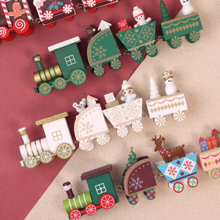 Xe Đồ Chơi Đoàn Tàu Xe Lửa Xe Trang Trí, Món Quà Xinh Phiên Bản Giáng Sinh, Marry Christmas, Noel Nhiều Màu Sắc