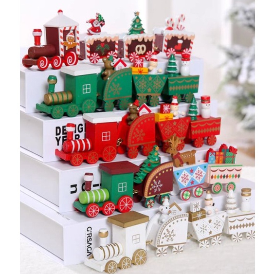 Xe Đồ Chơi Đoàn Tàu Xe Lửa Xe Trang Trí, Món Quà Xinh Phiên Bản Giáng Sinh, Marry Christmas, Noel Nhiều Màu Sắc