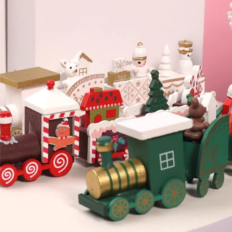 Xe Đồ Chơi Đoàn Tàu Xe Lửa Xe Trang Trí, Món Quà Xinh Phiên Bản Giáng Sinh, Marry Christmas, Noel Nhiều Màu Sắc