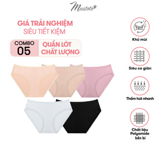 COMBO 5 Quần Lót Nữ Mustoto Lưng Thấp Viền Ren Vải Microfiber Mềm Mượt Siêu Thoải Mái (MQ30)