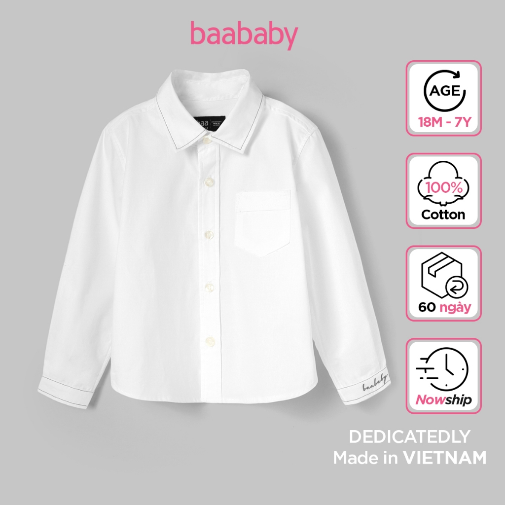 Áo sơ mi bé trai, áo dài tay cao cấp cho bé từ 1 tuổi - 7 tuổi Baa Baby - SM01D