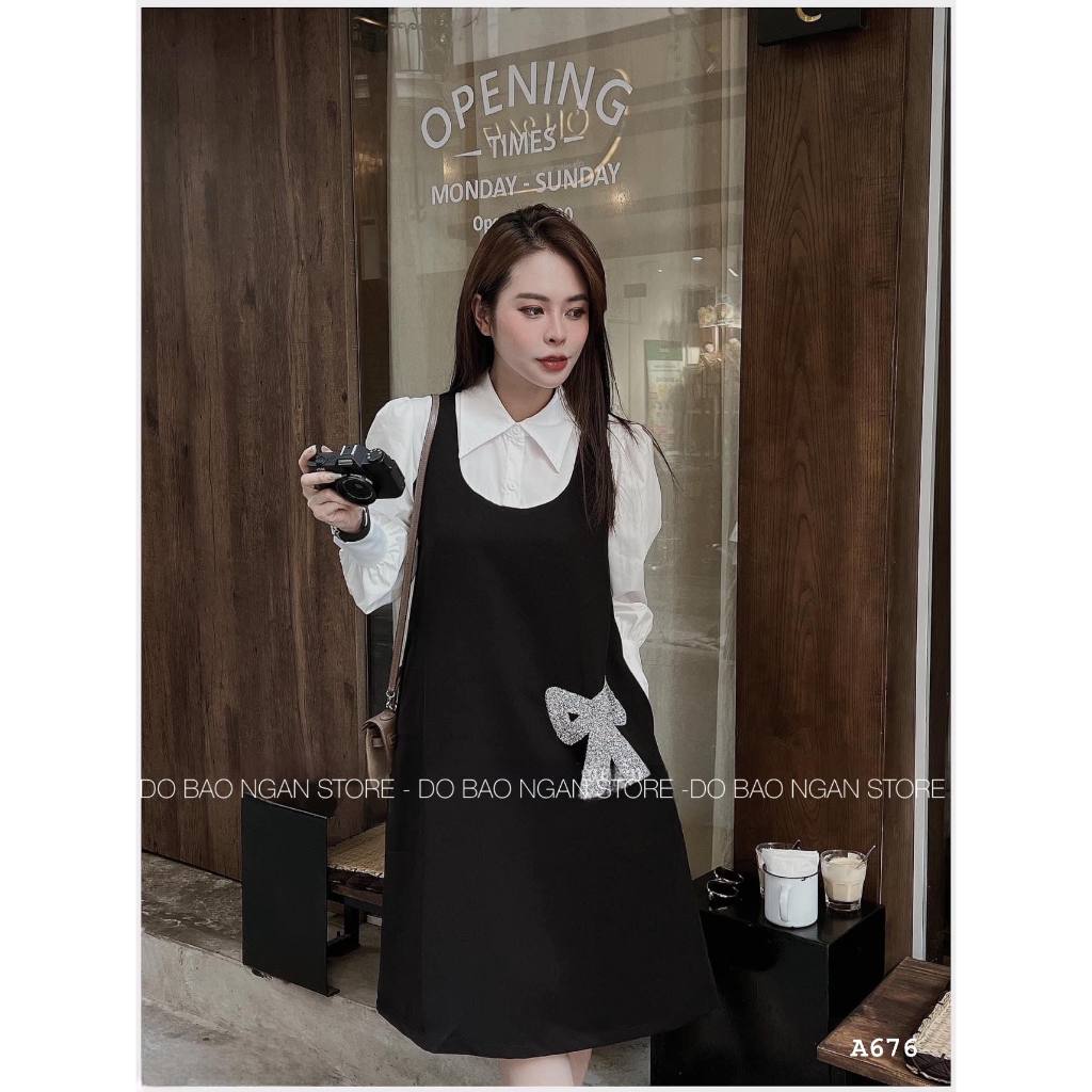 Đầm bầu dự tiệc cao cấp , váy bầu thiết kế công sở dài tay phối sơ mi họa tiết nơ xinh xắn thanh lịch