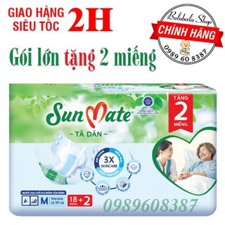 [MẪU MỚI GÓI LỚN] Tã dán người già Sunmate size M18/L18/XL18 tặng 2 miếng