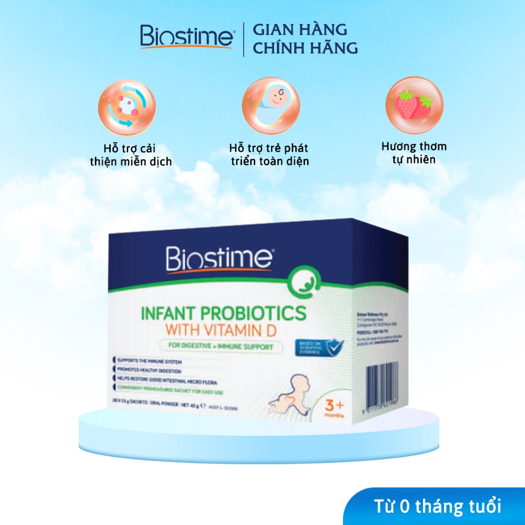 Quà tặng Biostime Infant Probiotics with vitamin D gói 1,5gx28 cho trẻ từ 3 tháng