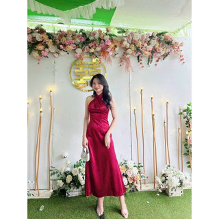 MAXI ĐỎ CỔ YẾM NƠ LƯNG