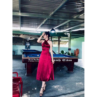 MAXI ĐỎ CỔ YẾM NƠ LƯNG
