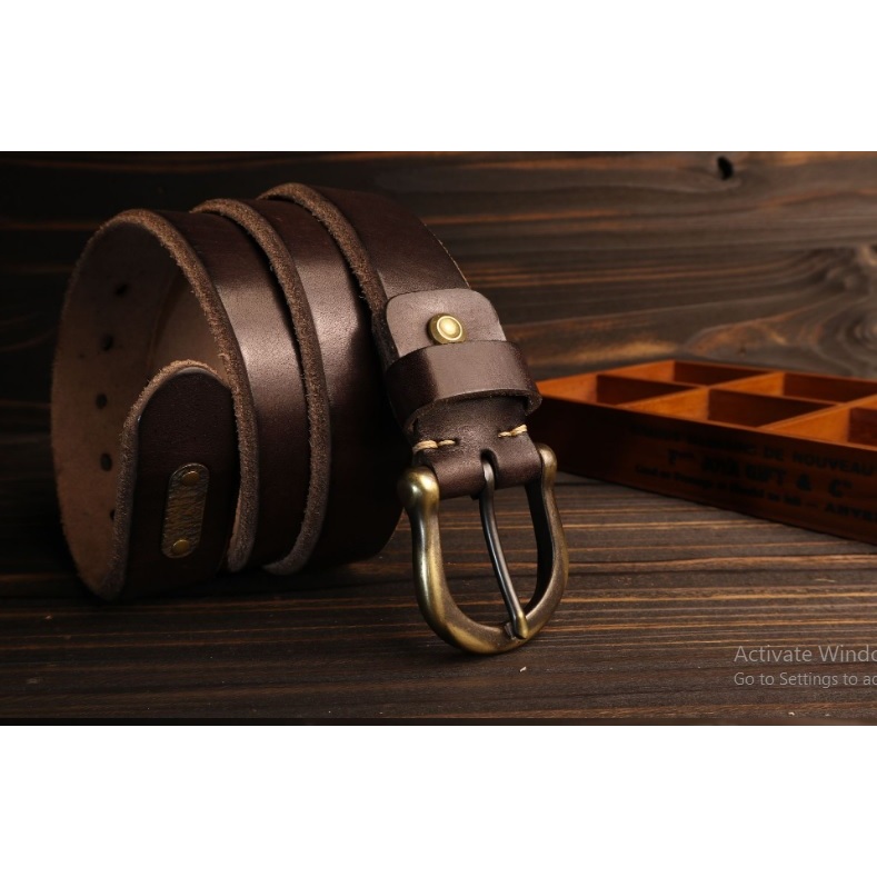 Thắt Lưng Dây Nịt Nam Da Bò Nguyên Miếng Khóa KIm Đồng Nguyên Chất Cao Cấp Bảo Hành 10 năm - Đồ Da Kingshop