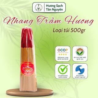 Nhang trầm cao cấp Tân Nguyên, trầm hương thơm, hương thắp bàn thờ loại túi 500gr an toàn sức khỏe