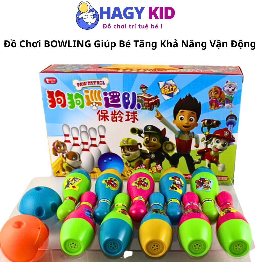 Đồ Chơi Bowling Chó PAW PATROL Hagykid Giúp Bé Nhận Biết Màu Sắc Và Rèn Luyện Vận Động Có Tặng kèm B