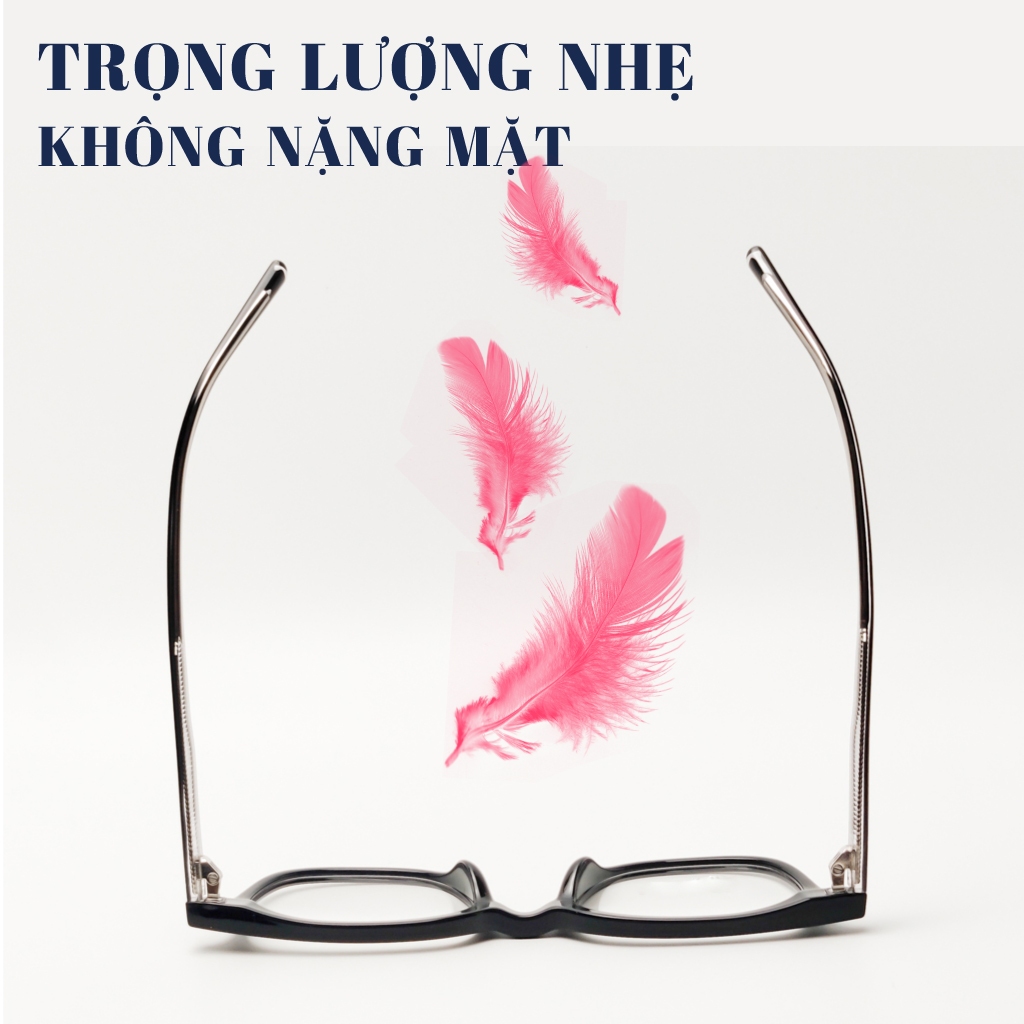 Kính giả cận nam nữ LB EYEWEAR gọng vuông chất liệu nhựa cứng cao cấp, không cấn mũi thời trang