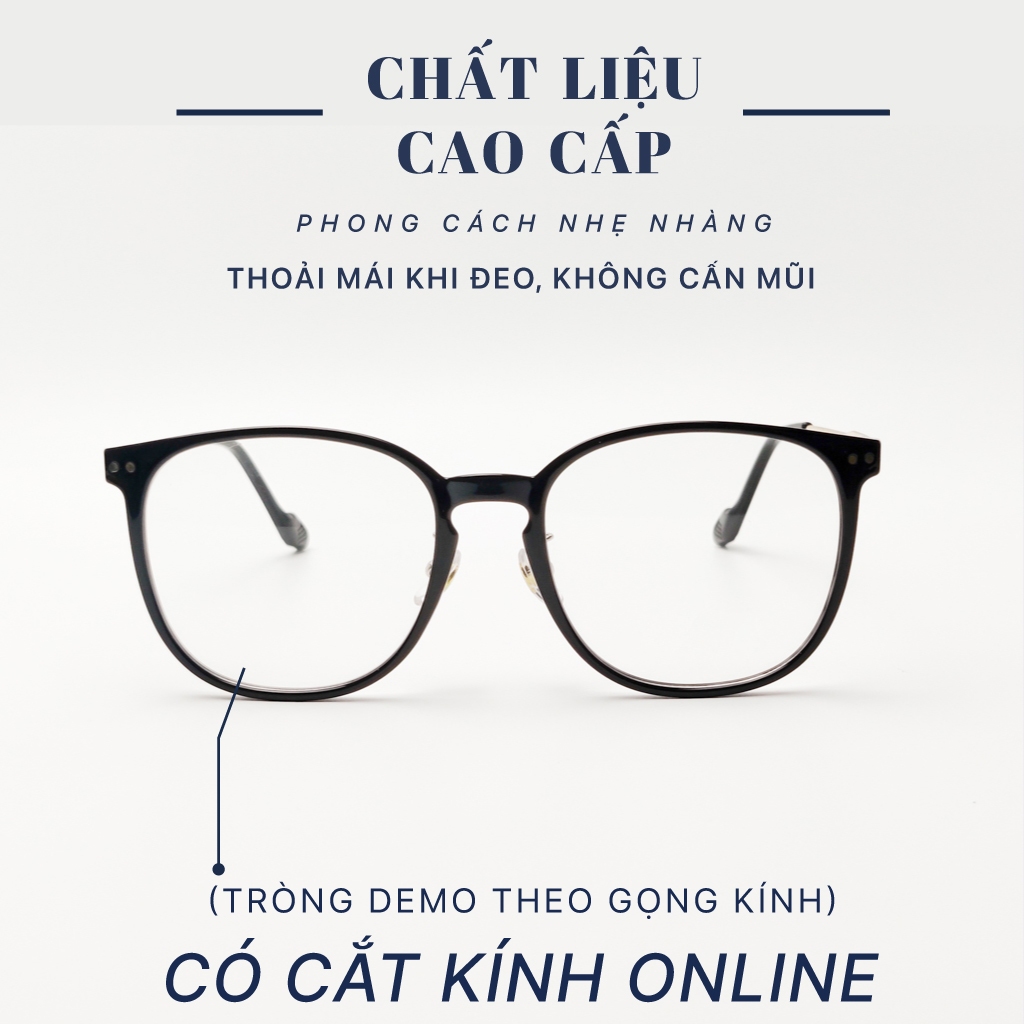 Kính gọng tròn nam nữ LB EYEWEAR 72067 mắt kính giả cận chất liệu nhựa kết hợp càng kim loại cao cấp thời trang