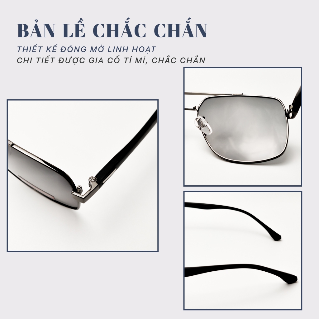 Mắt kính mát LB EYEWEAR 9380 gọng kính phi công chất liệu kim loại thời trang chống tia UV, không cấn mũi, siêu nhẹ