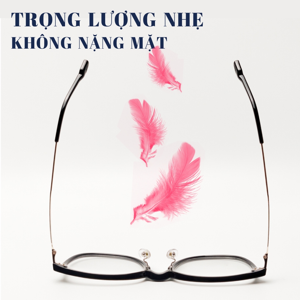 Kính gọng tròn nam nữ LB EYEWEAR 72067 mắt kính giả cận chất liệu nhựa kết hợp càng kim loại cao cấp thời trang