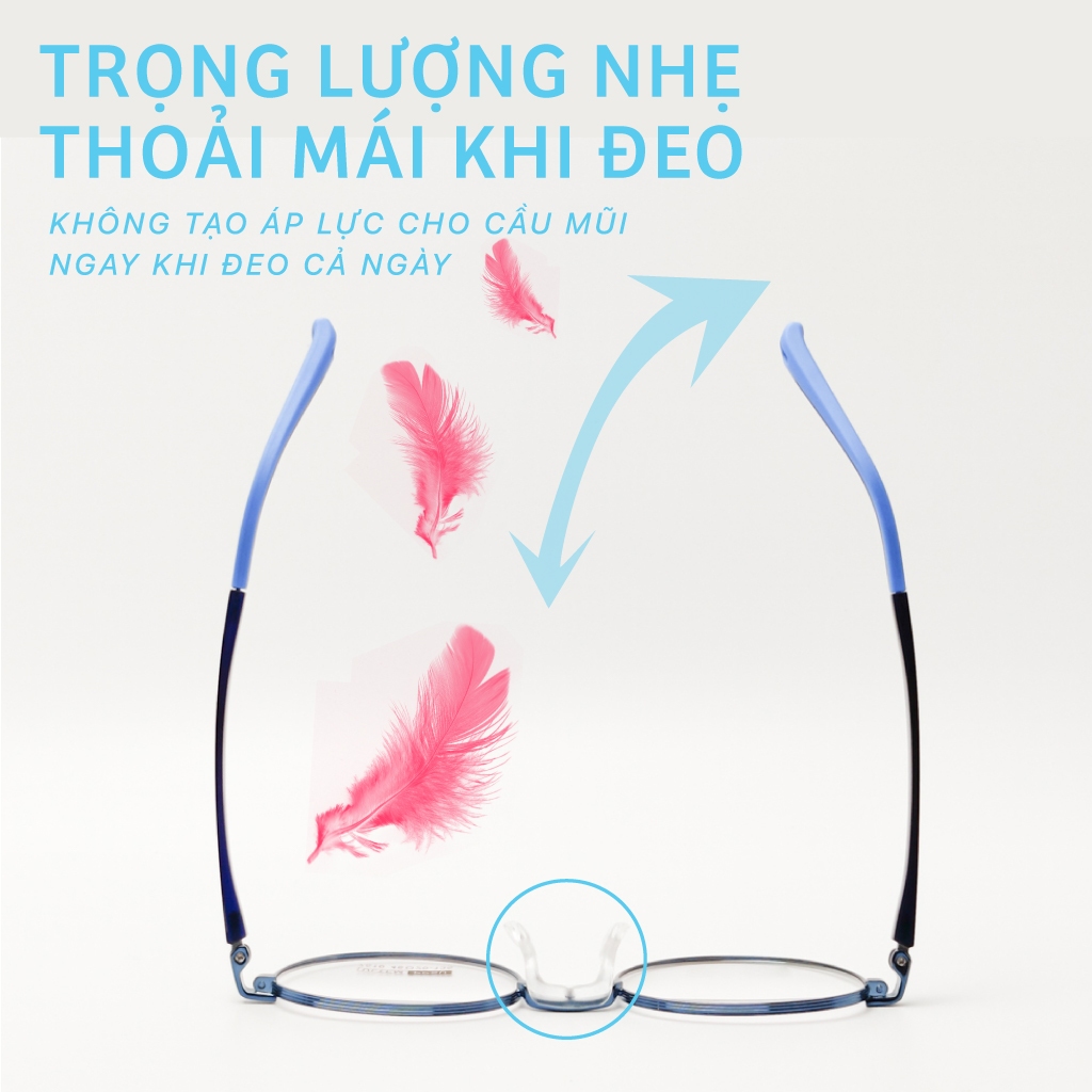 Kính trẻ em trai gái LB EYEWEAR 7510 gọng tròn kim loại phối nhựa dẻo PPSU an toàn chống gãy và va đập, không cấn mũi