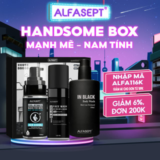 Bộ Quà Tặng Nam Giới "HANDSOME" ALFASEPT Sữa Tắm Gội Hương Nước Hoa, Dung Dịch Vệ Sinh Nam và Bọt Rửa Mặt Nam