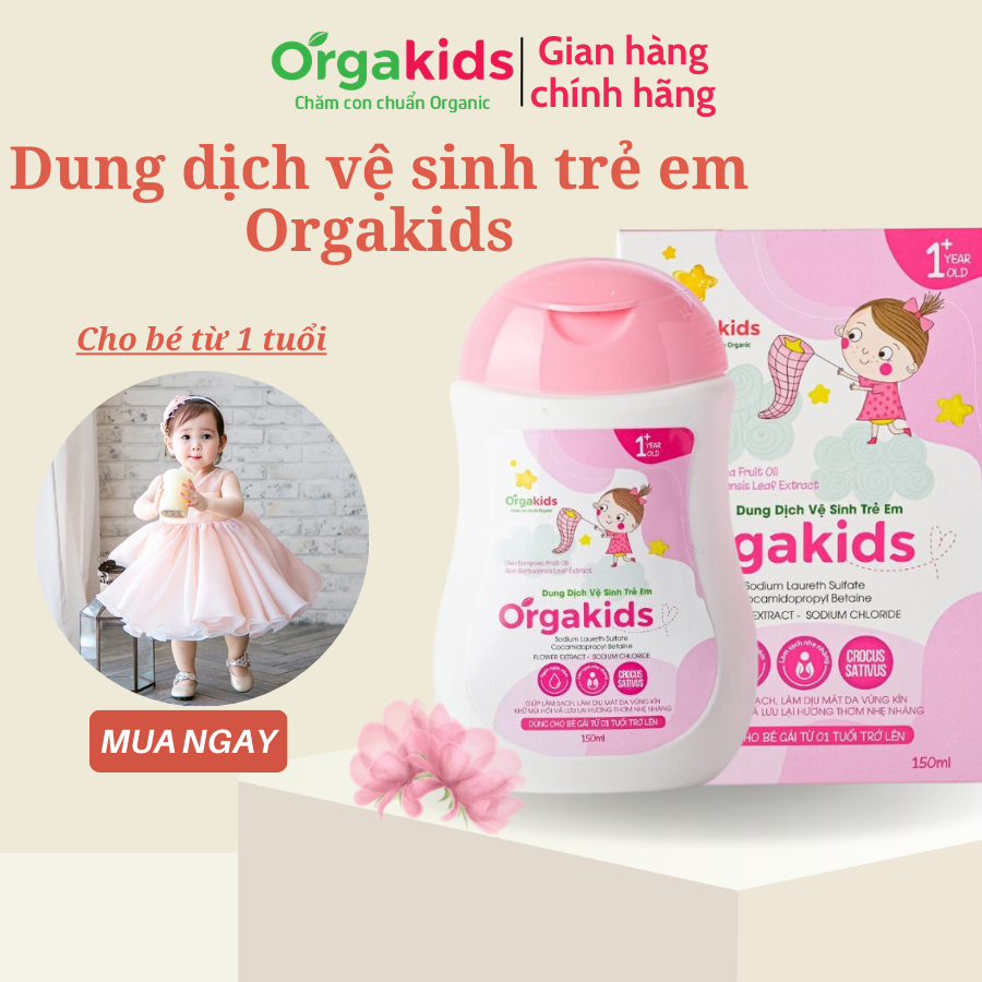Dung dịch vệ sinh trẻ em Orgakids dịu nhẹ, an toàn cho làn da bé - lọ 150ml