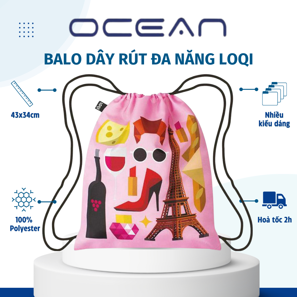 Balo Đa Năng Hình Paris+ Hình London+ Hình Chim Loqi (43 x 34 cm)