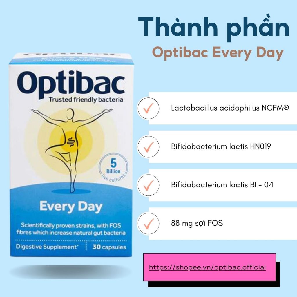 Men Vi Sinh Optibac Probiotics Every Day - Bảo Vệ Và Nâng Cao Sức Khỏe Đường Ruột Và Tăng Đề Kháng, Hộp 30 Viên