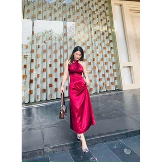 MAXI ĐỎ CỔ YẾM NƠ LƯNG