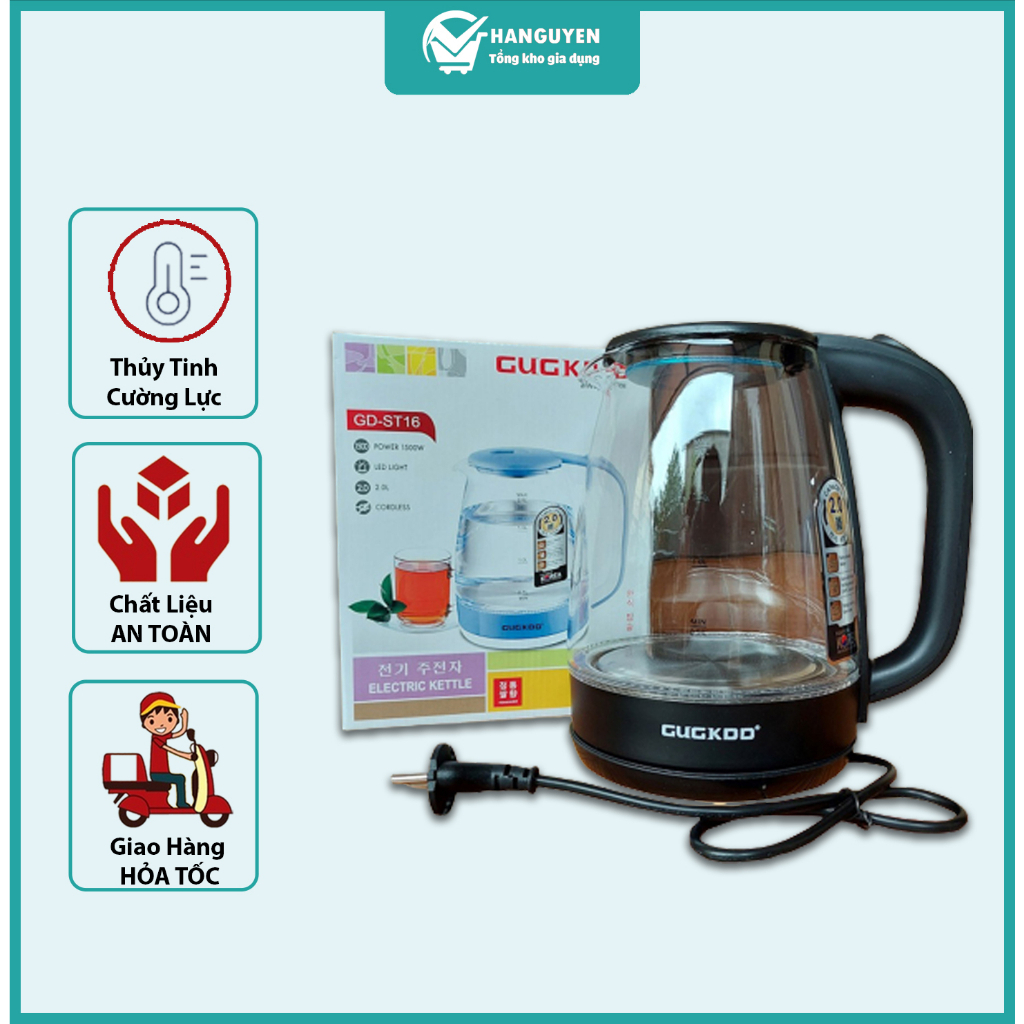 Ấm siêu tốc Cuckoo 2L ST16 thủy tinh có đèn led tại Lixhome bình siêu tốc cuckoo thủy tinh nhanh sôi bền đẹp
