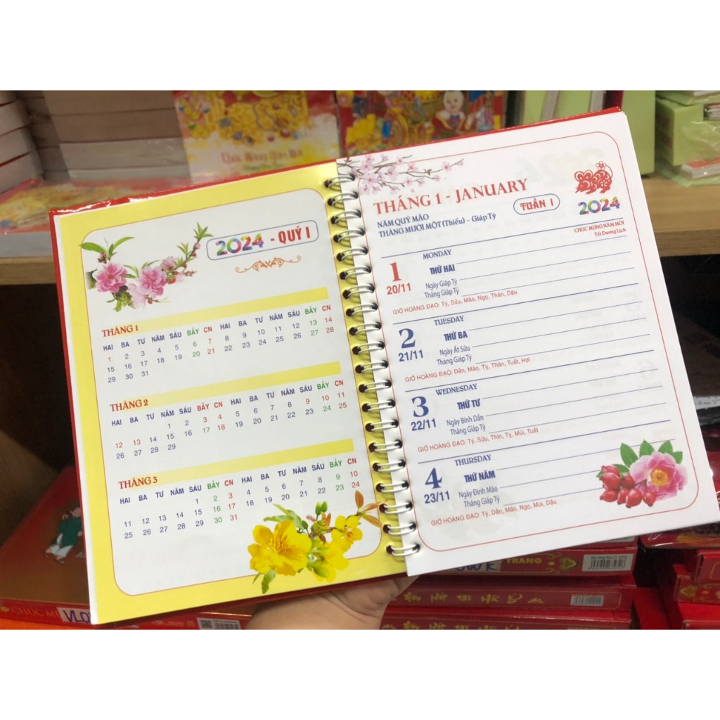 Lịch để bàn văn hóa lò xo giữa năm 2024 Giáp Thìn