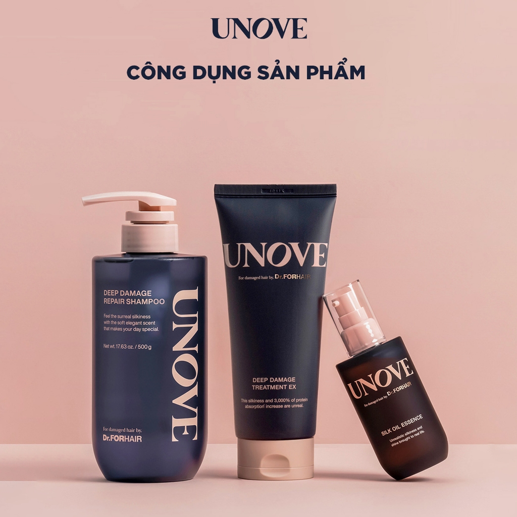 Combo chăm sóc tóc hư tổn nặng DR.FORHAIR Unove Deep Damge Repair Shampooo x Unove Deep Damage Treammet Ex x UnovFORHAIR